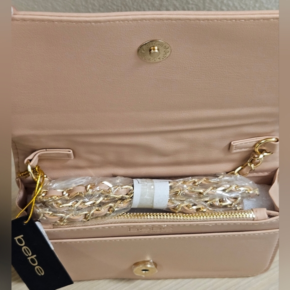 Bebe ALIAH Crossbody Bag Faux Leather Logo Leather Blush NWT - Picture 10 of 11